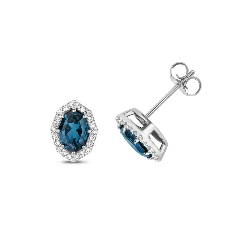 Diamond & London Blue Topaz Studs